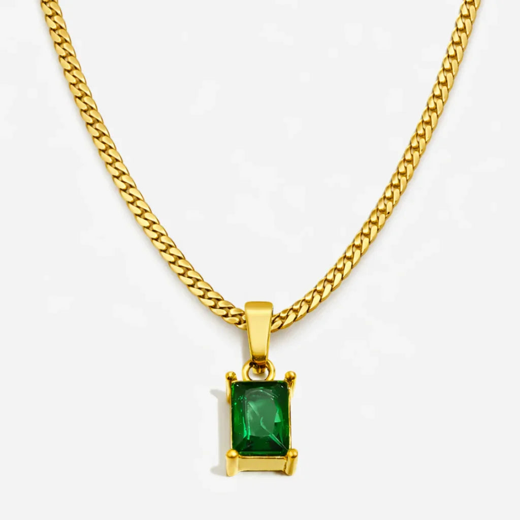 ONYX GEMSTONE NECKLACE (GREEN GOLD)