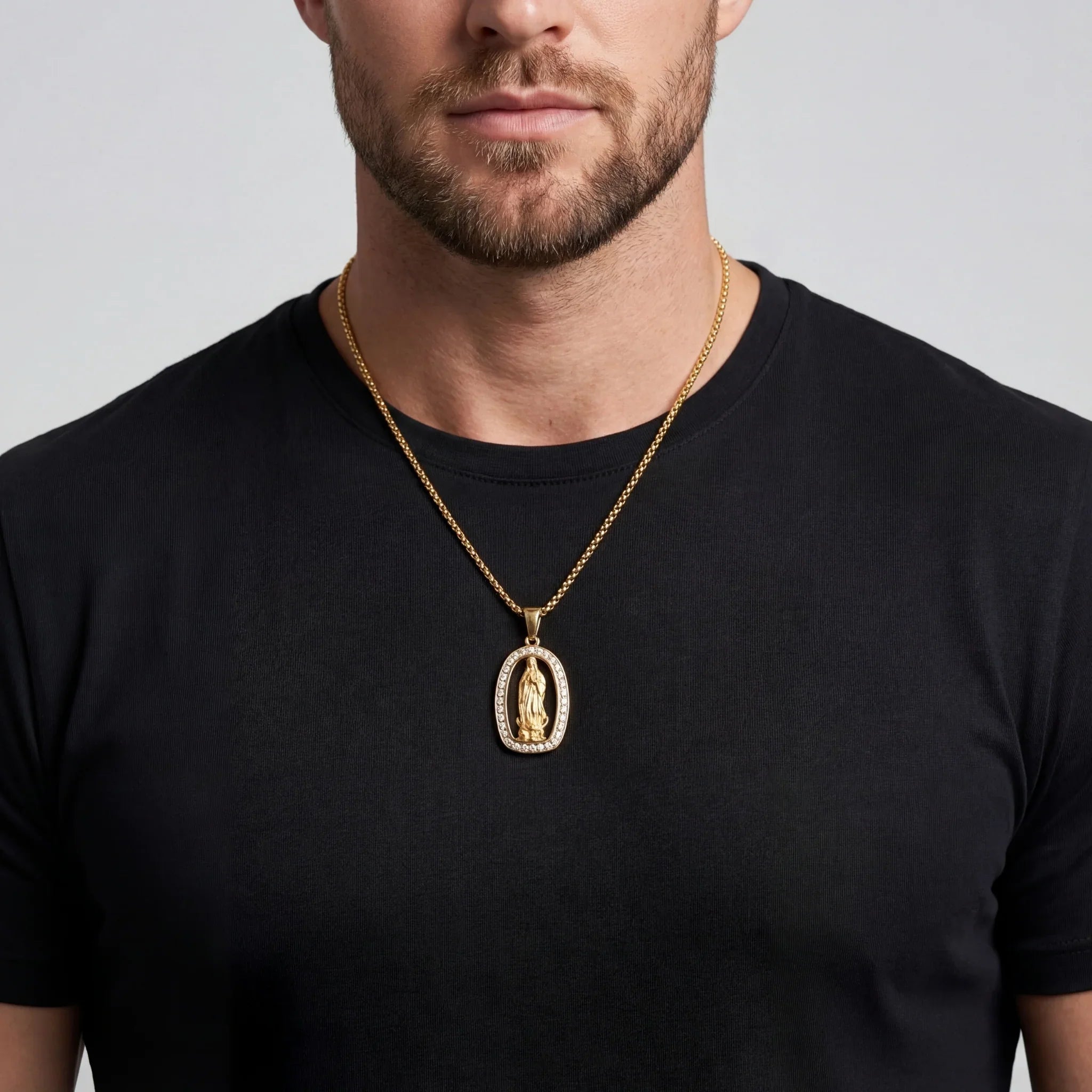 Virgin Mary Iced Pendant (Gold)