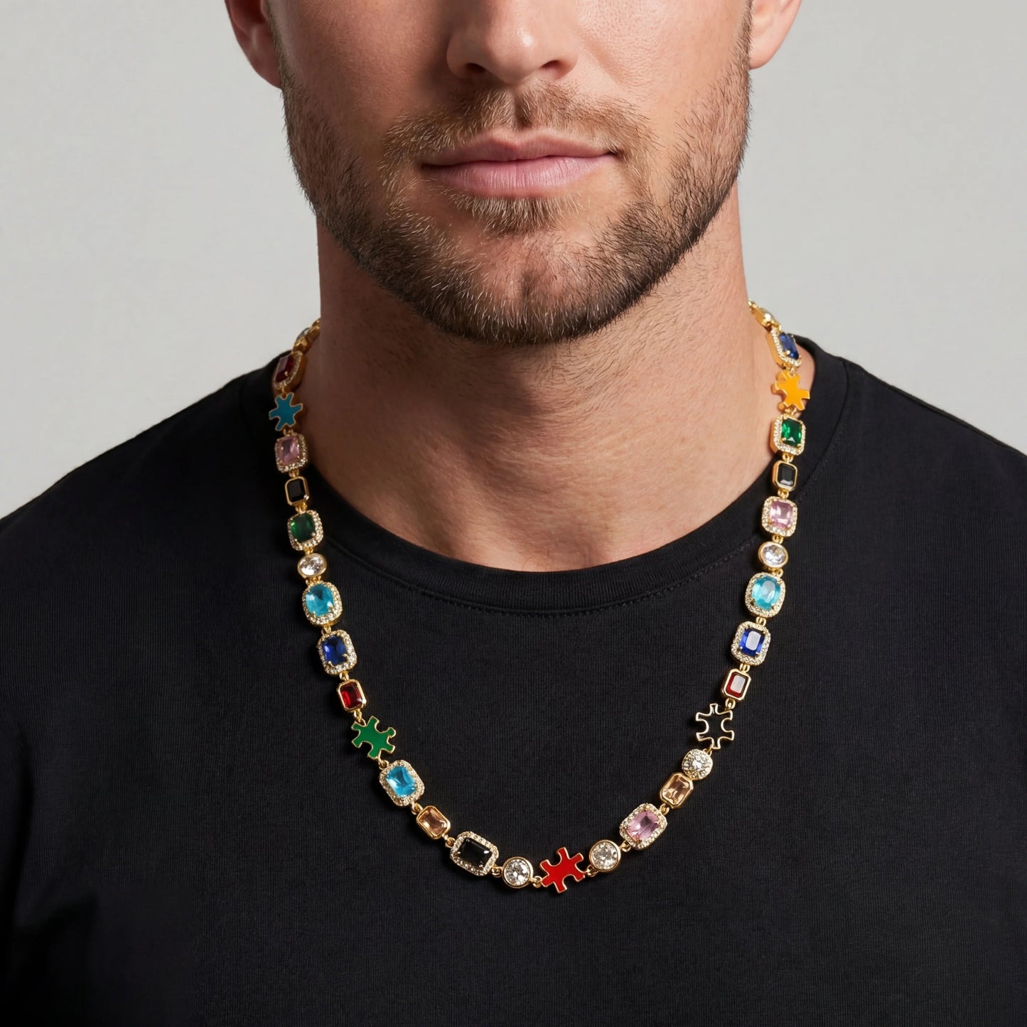 ICED GEMSTONE NECKLACE (GOLD)