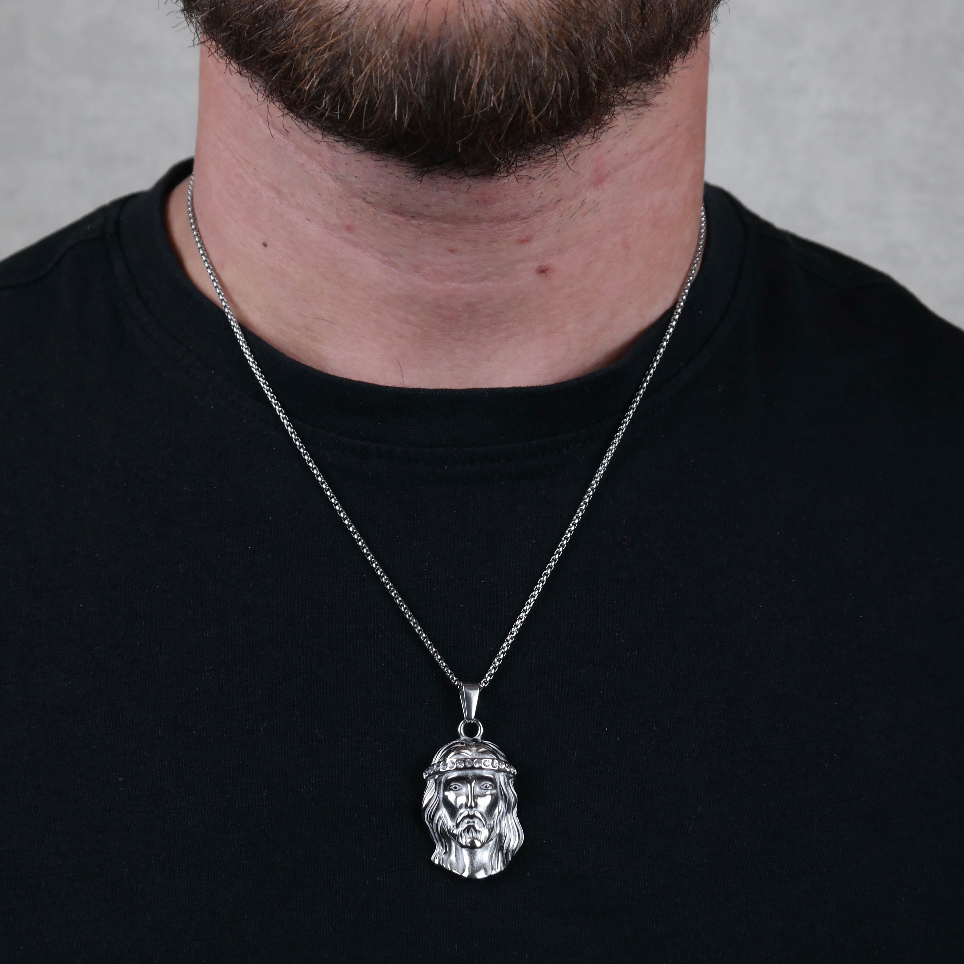 Jesus Piece Iced Pendant (Silver)