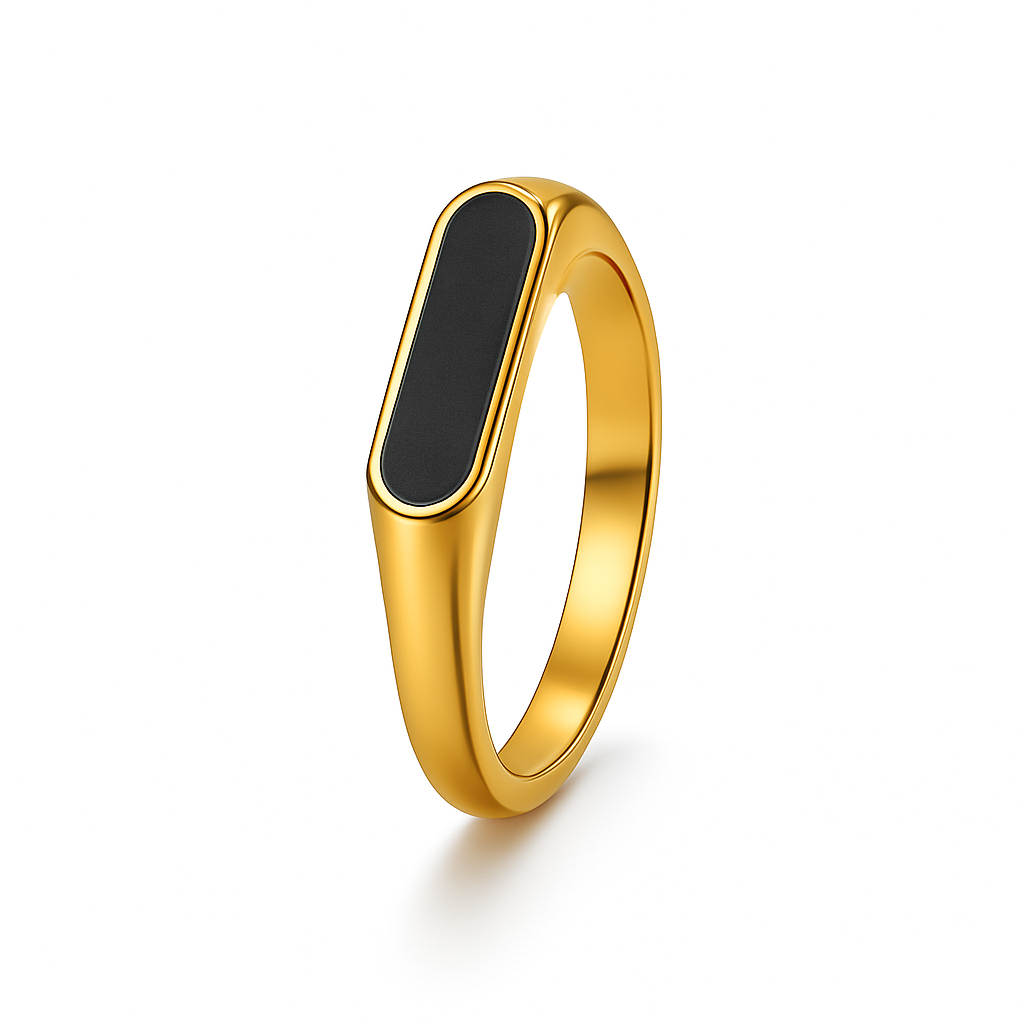 Onyx round Stone ring (gold)
