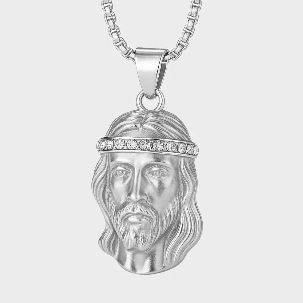 Jesus Piece Iced Pendant (Silver)