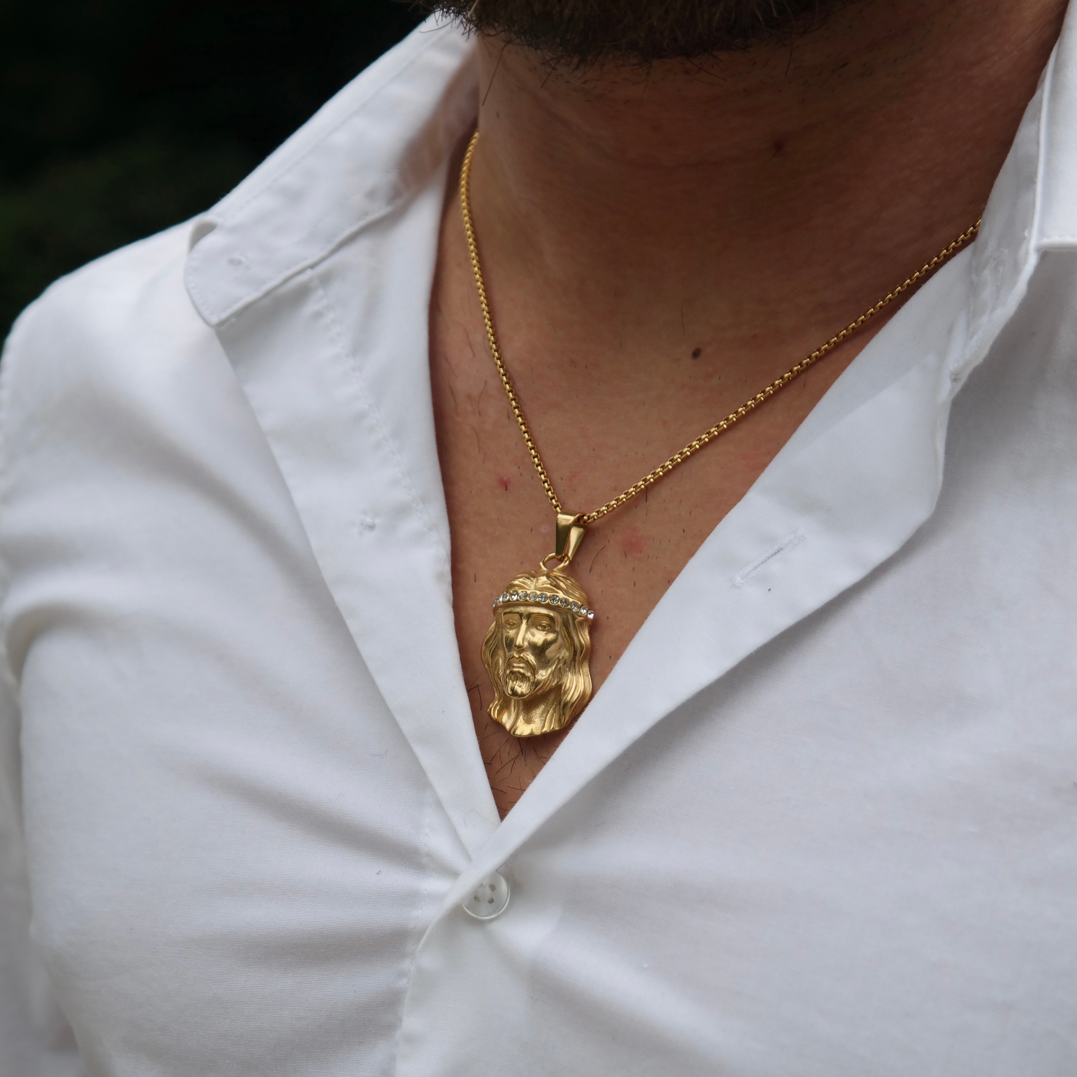 Jesus Piece Iced Pendant (Gold)