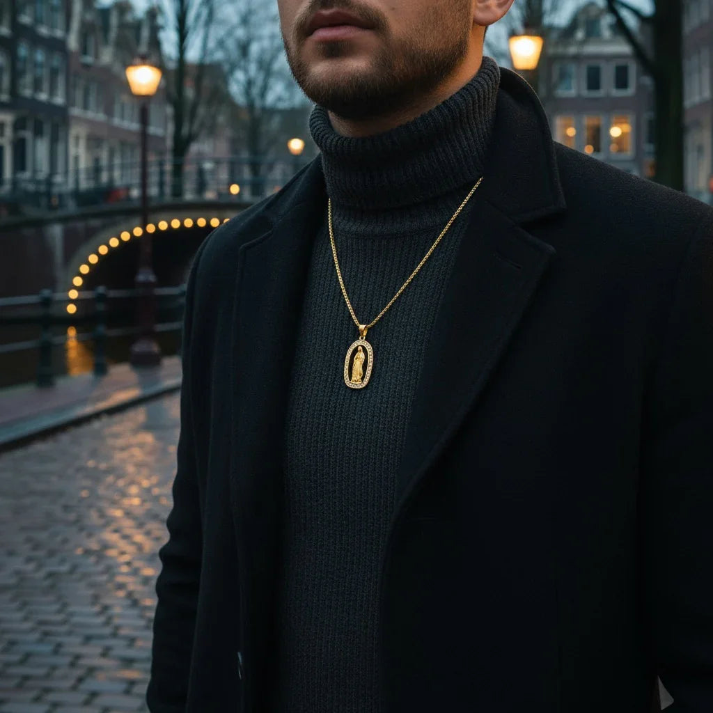 Virgin Mary Iced Pendant (Gold)