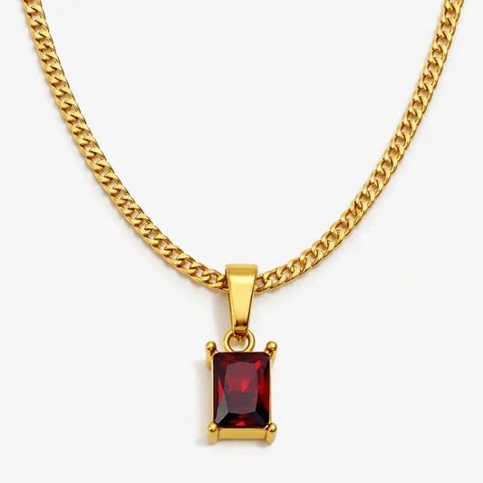 ONYX GEMSTONE NECKLACE (RED GOLD)