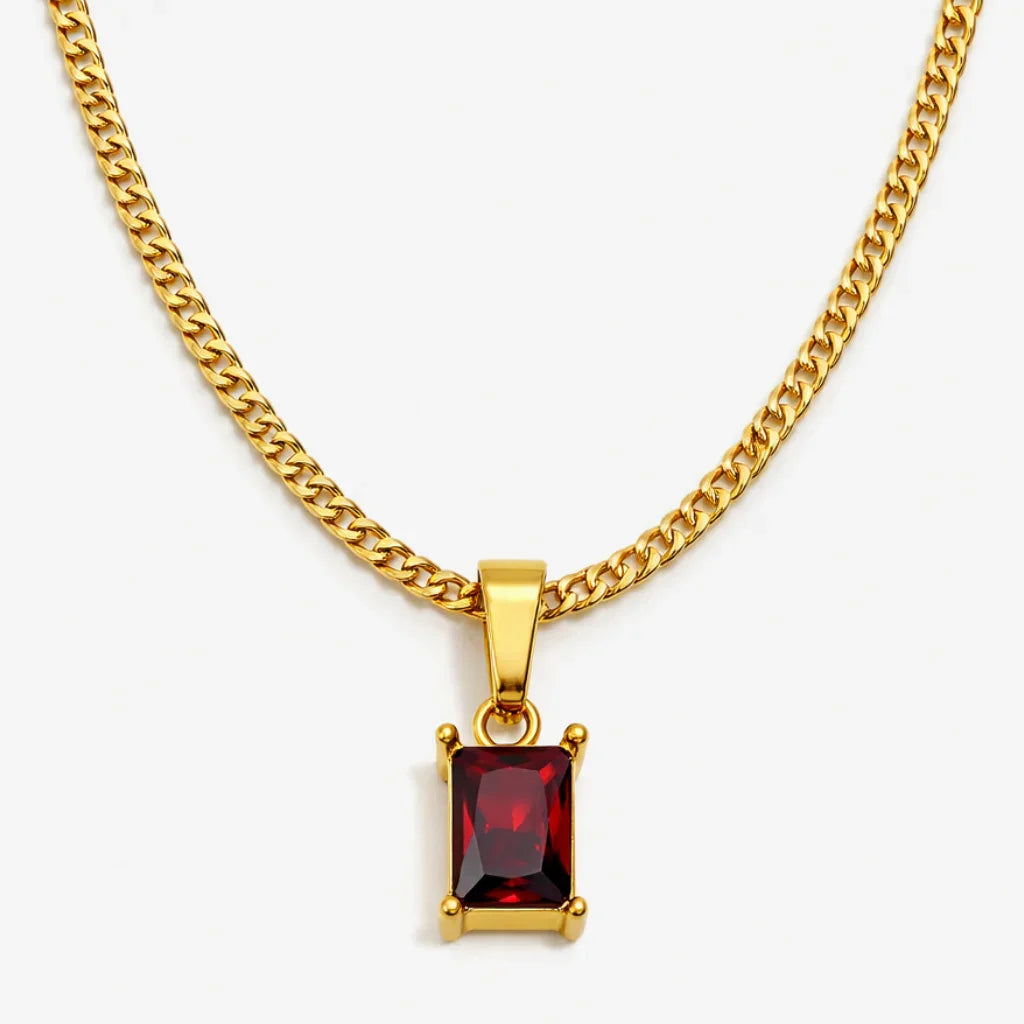 ONYX GEMSTONE NECKLACE (RED GOLD)