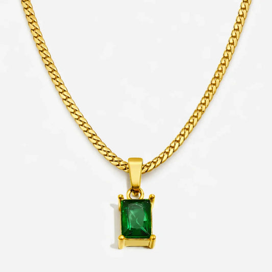 ONYX GEMSTONE NECKLACE (GREEN GOLD)