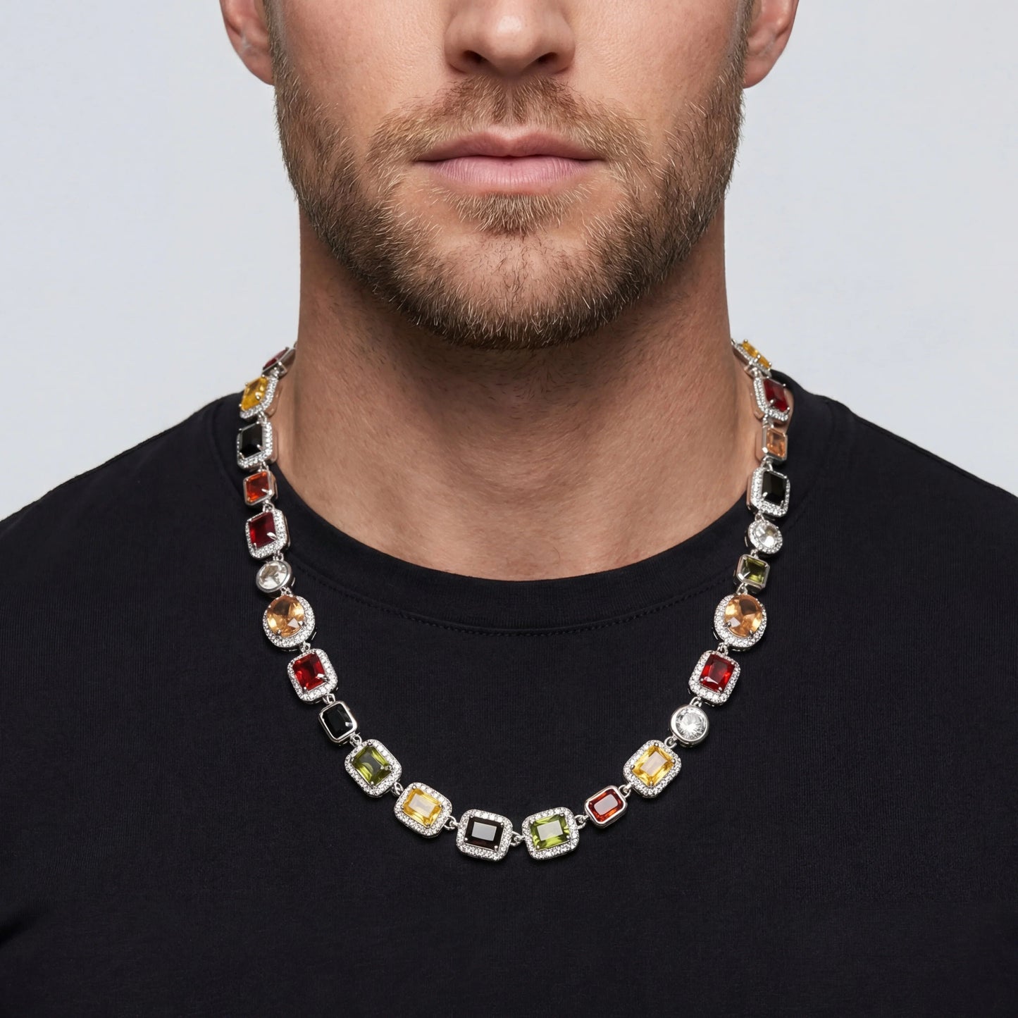 Gemstone Necklace (Silver)