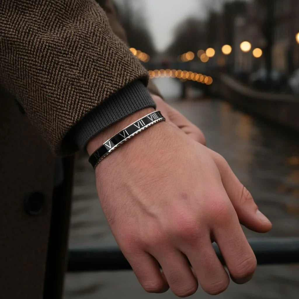 Rome Bracelet black (Silver)