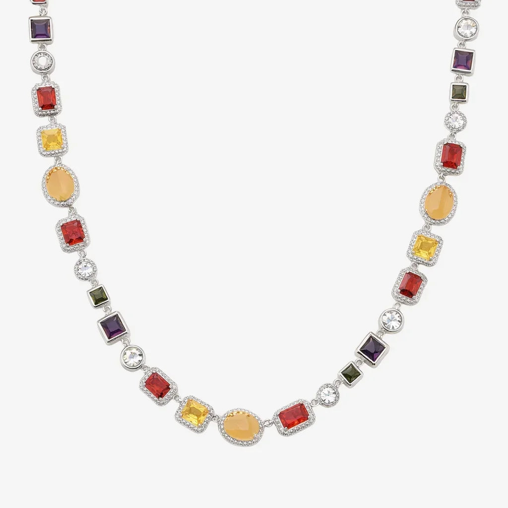 Gemstone Necklace (Silver)