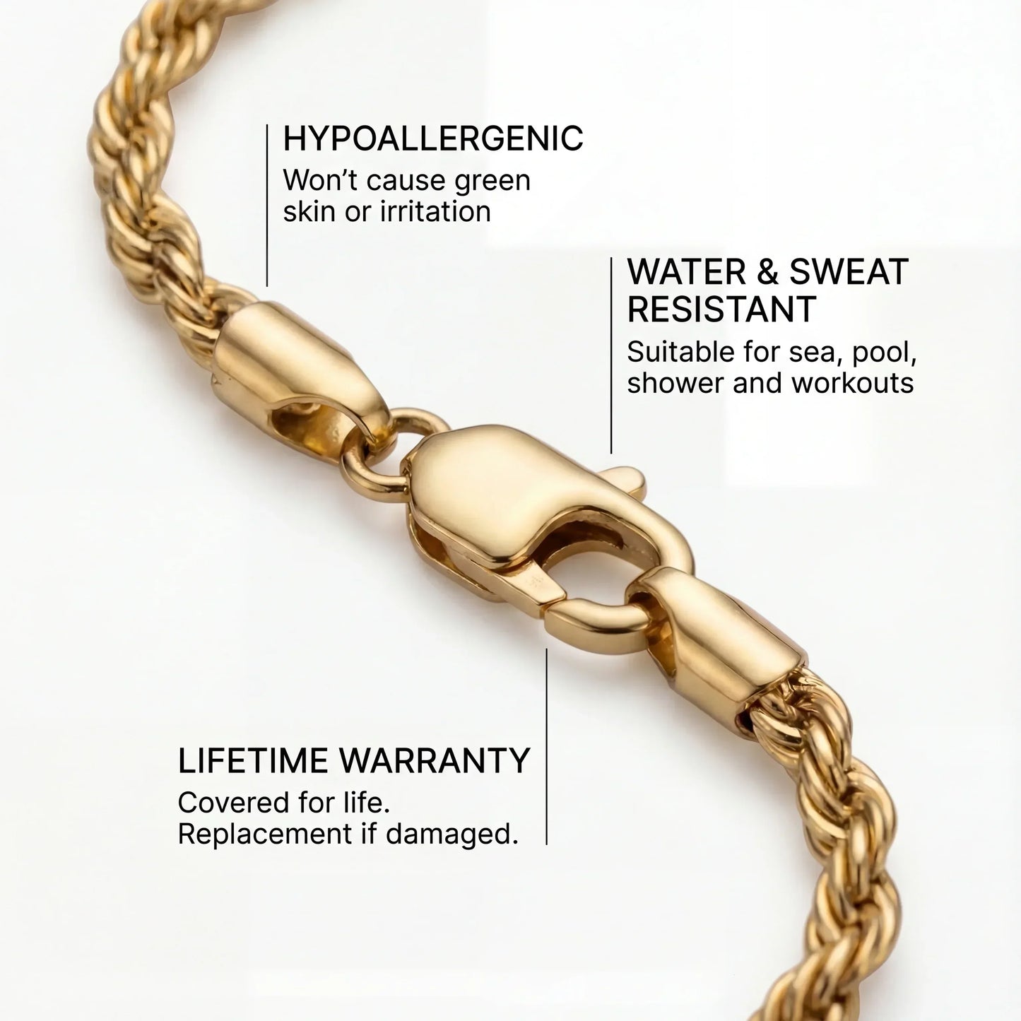 Rope Bracelet 3MM (Gold)