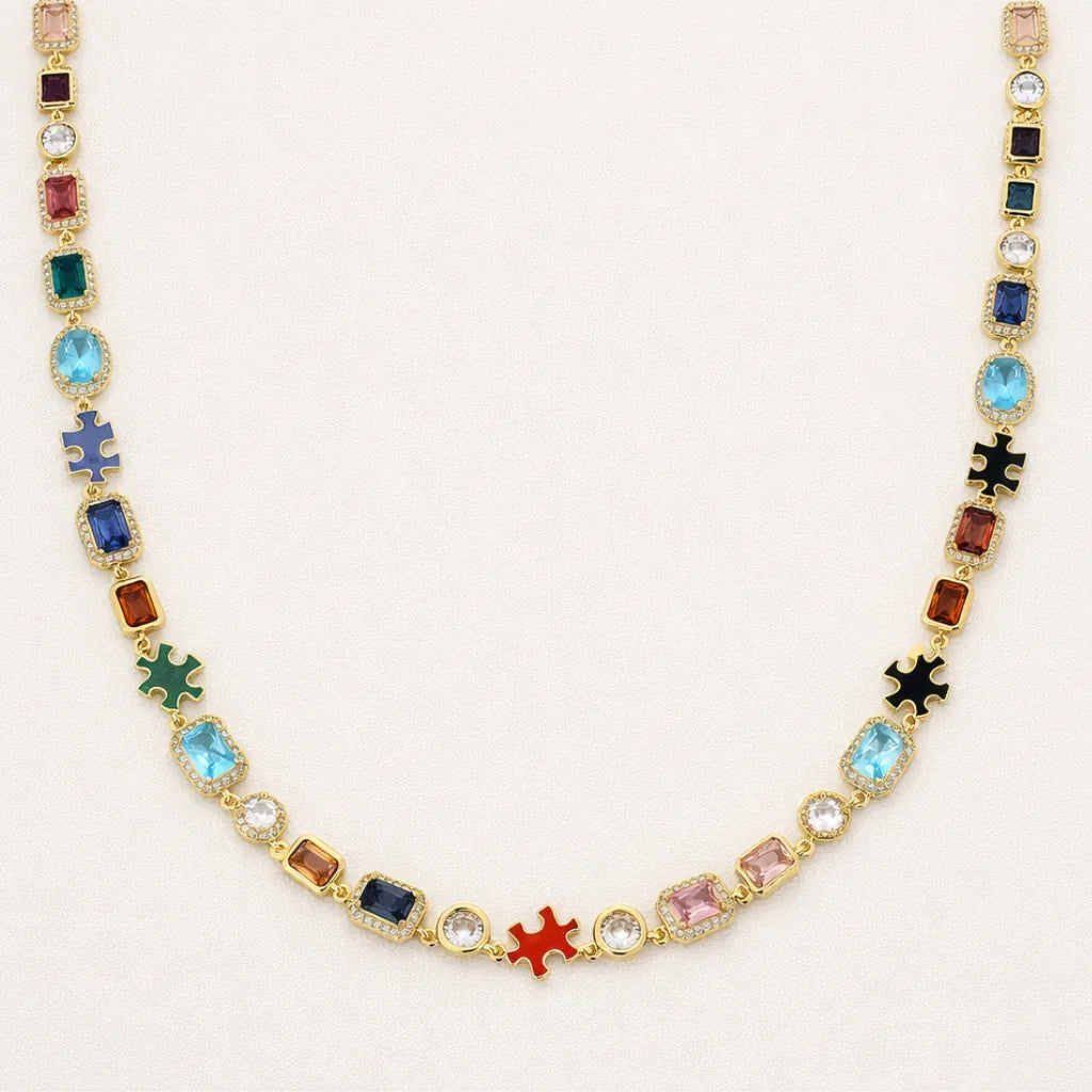 ICED GEMSTONE NECKLACE (GOLD)