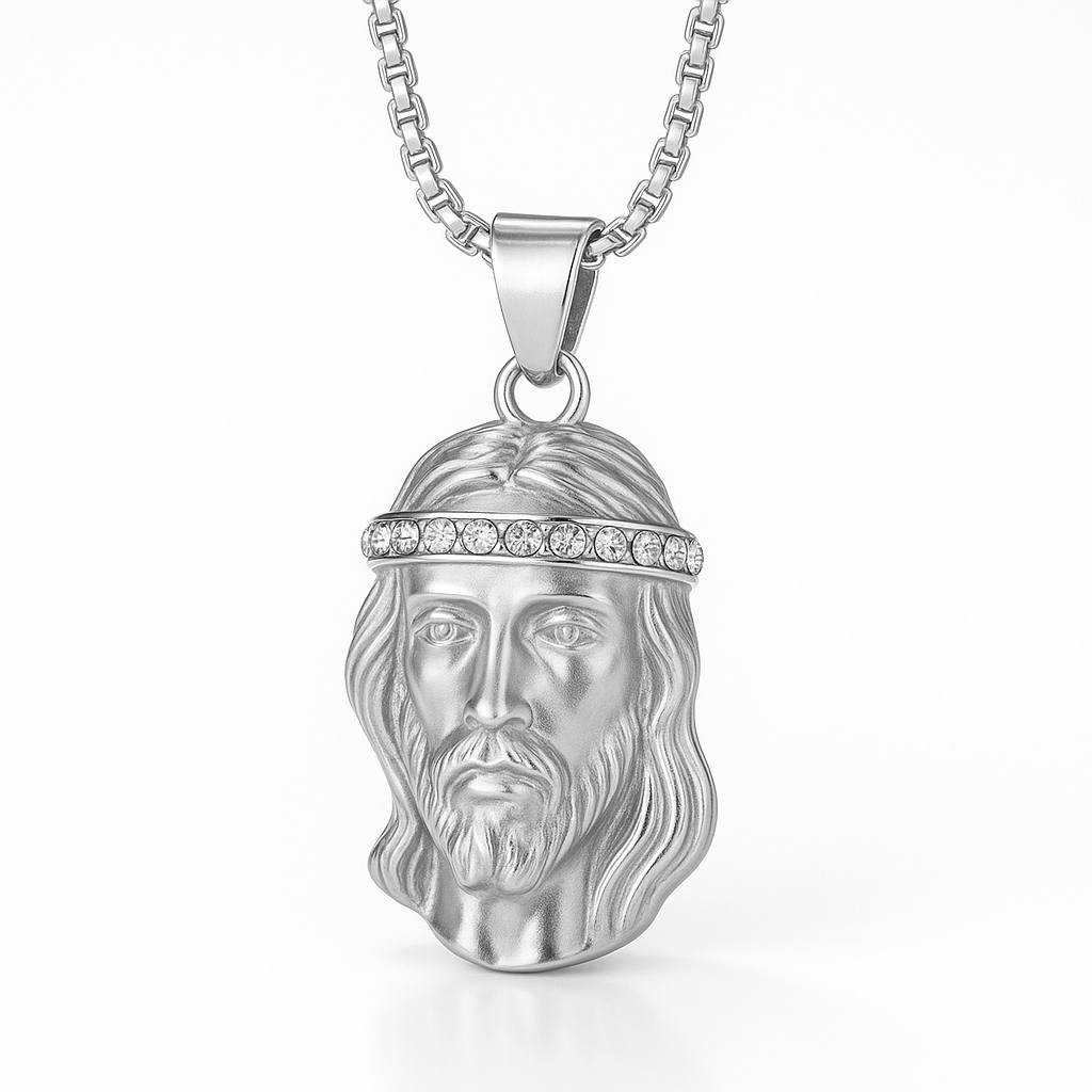 Jesus Piece Iced Pendant (Silver)