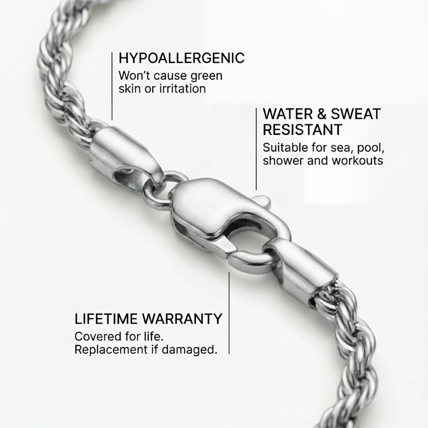 Rope Bracelet 3MM (Silver)