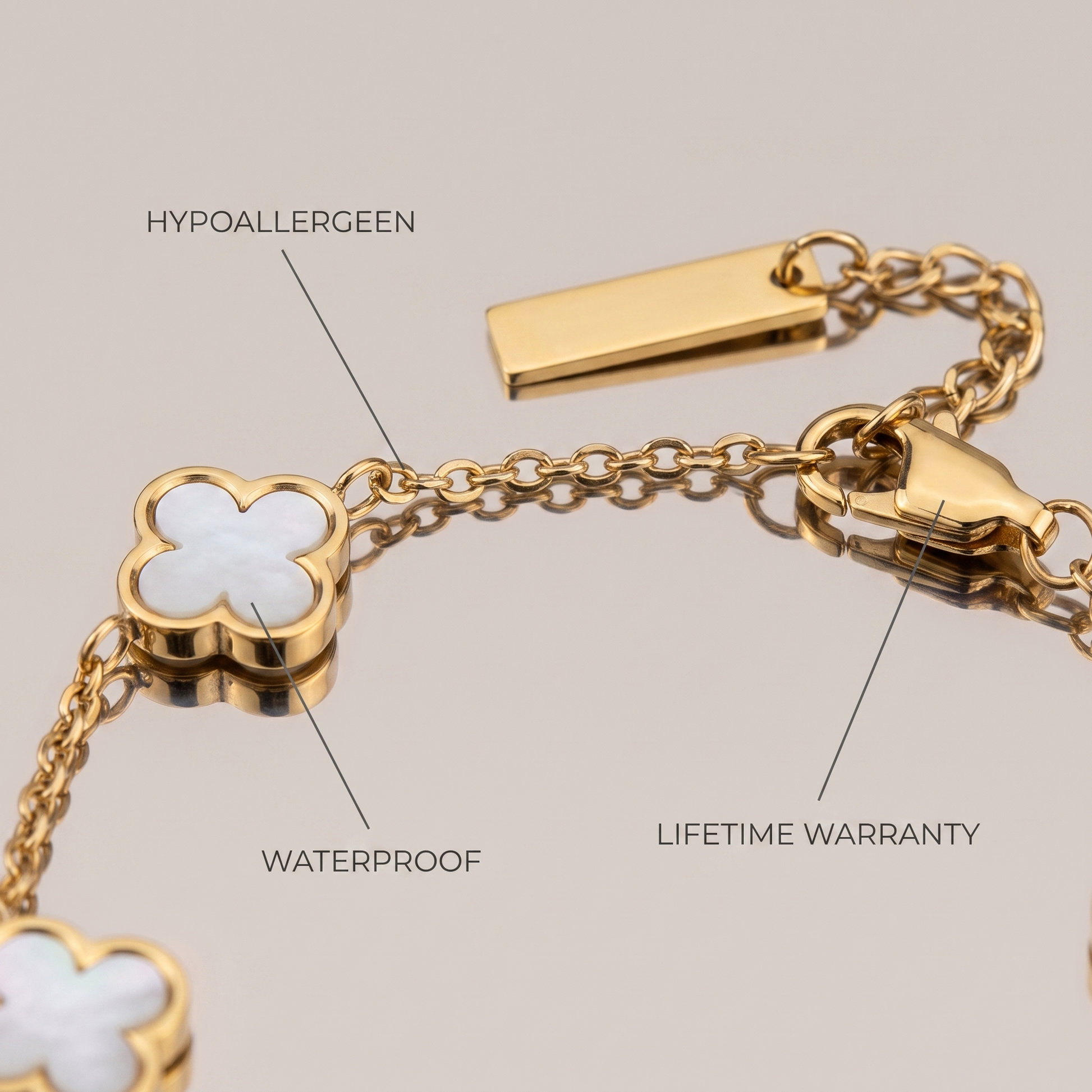 Fortuna Klaver wit goud - details