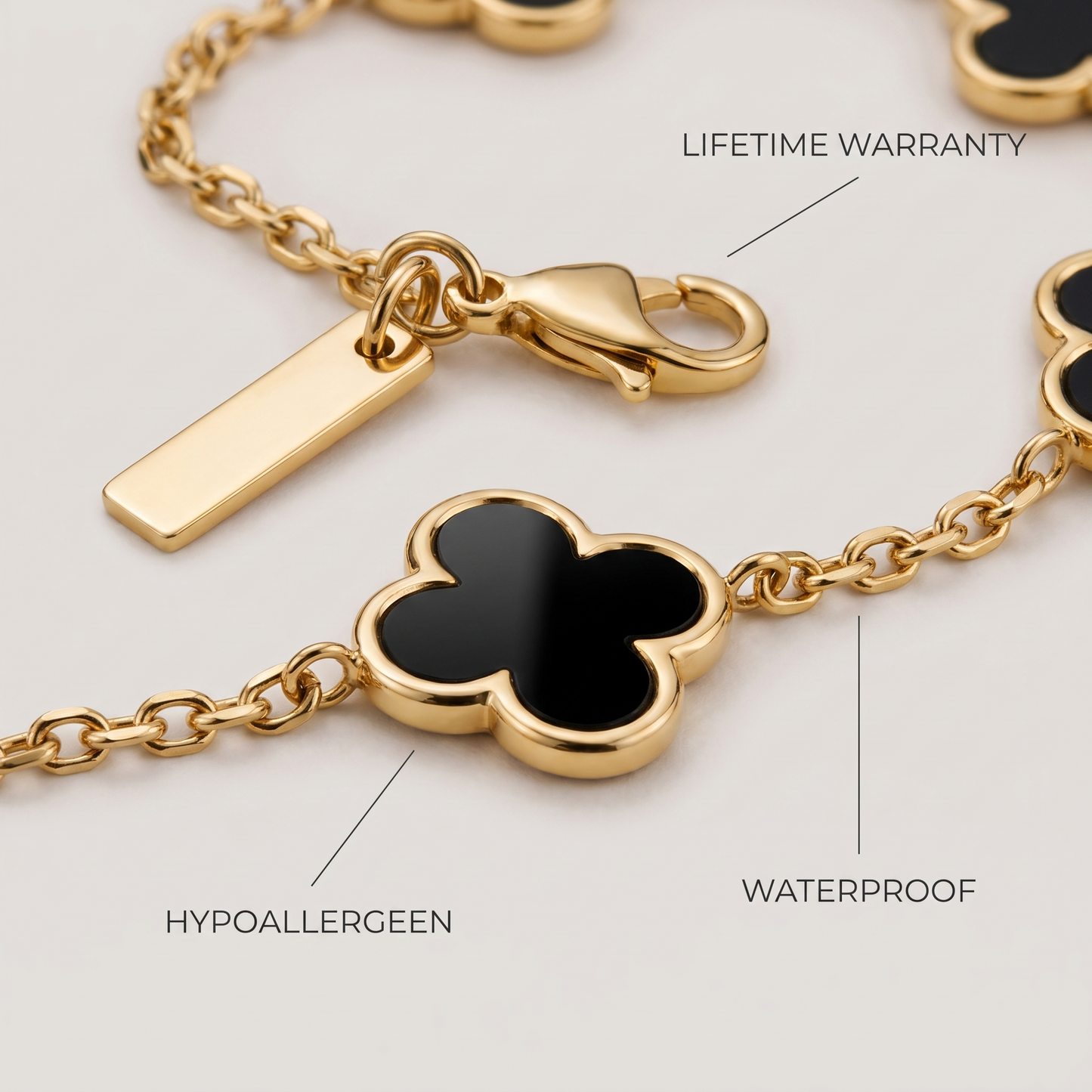 Fortuna Klaver zwart goud - details