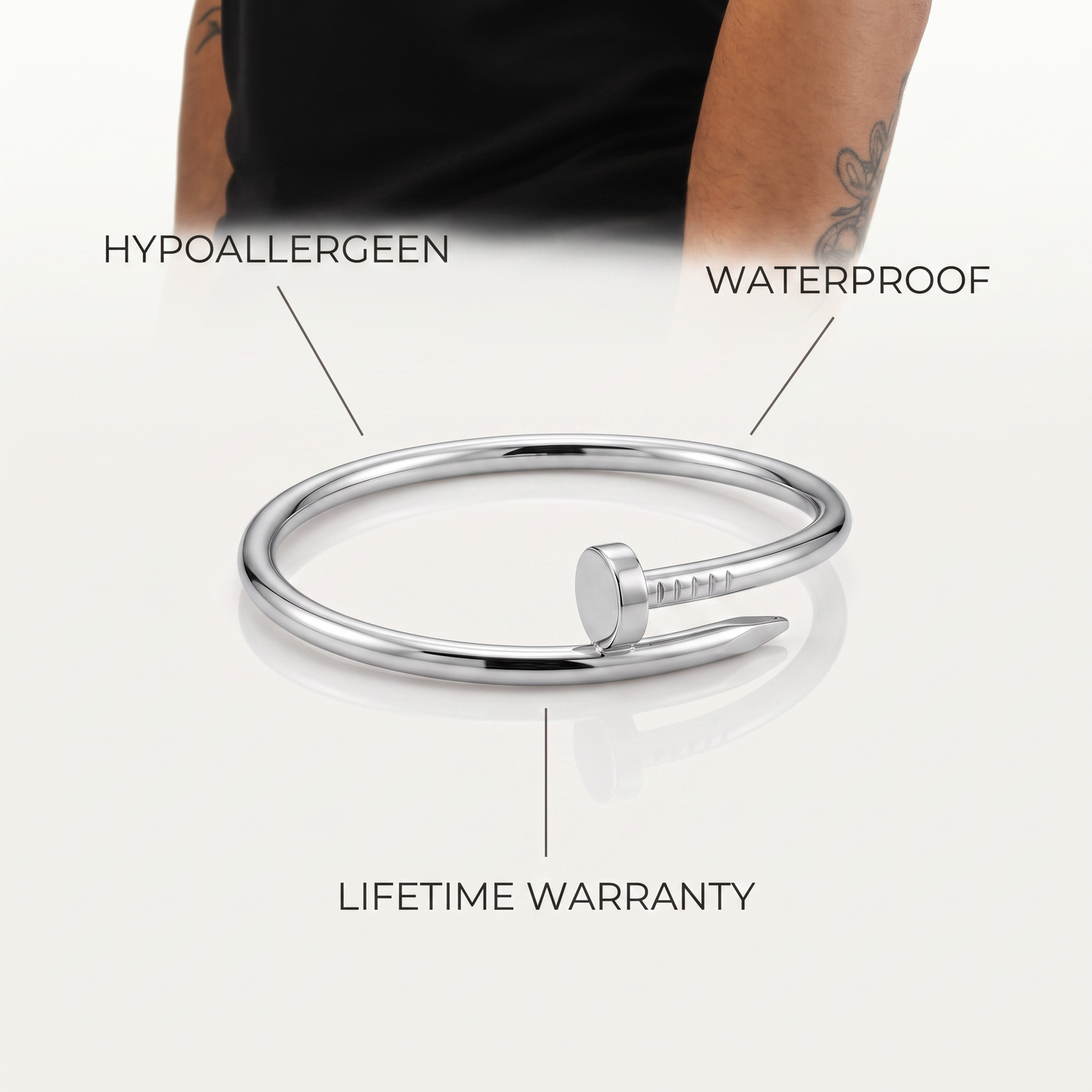 Signature Nail Armband zilver - details