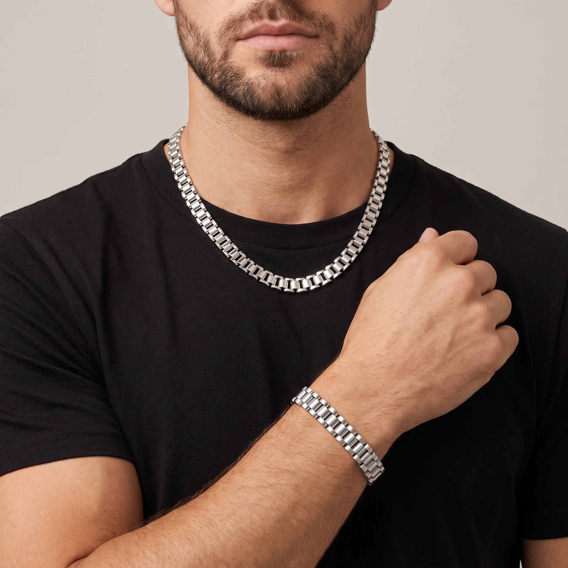 Rolex Chain set silver - gedragen