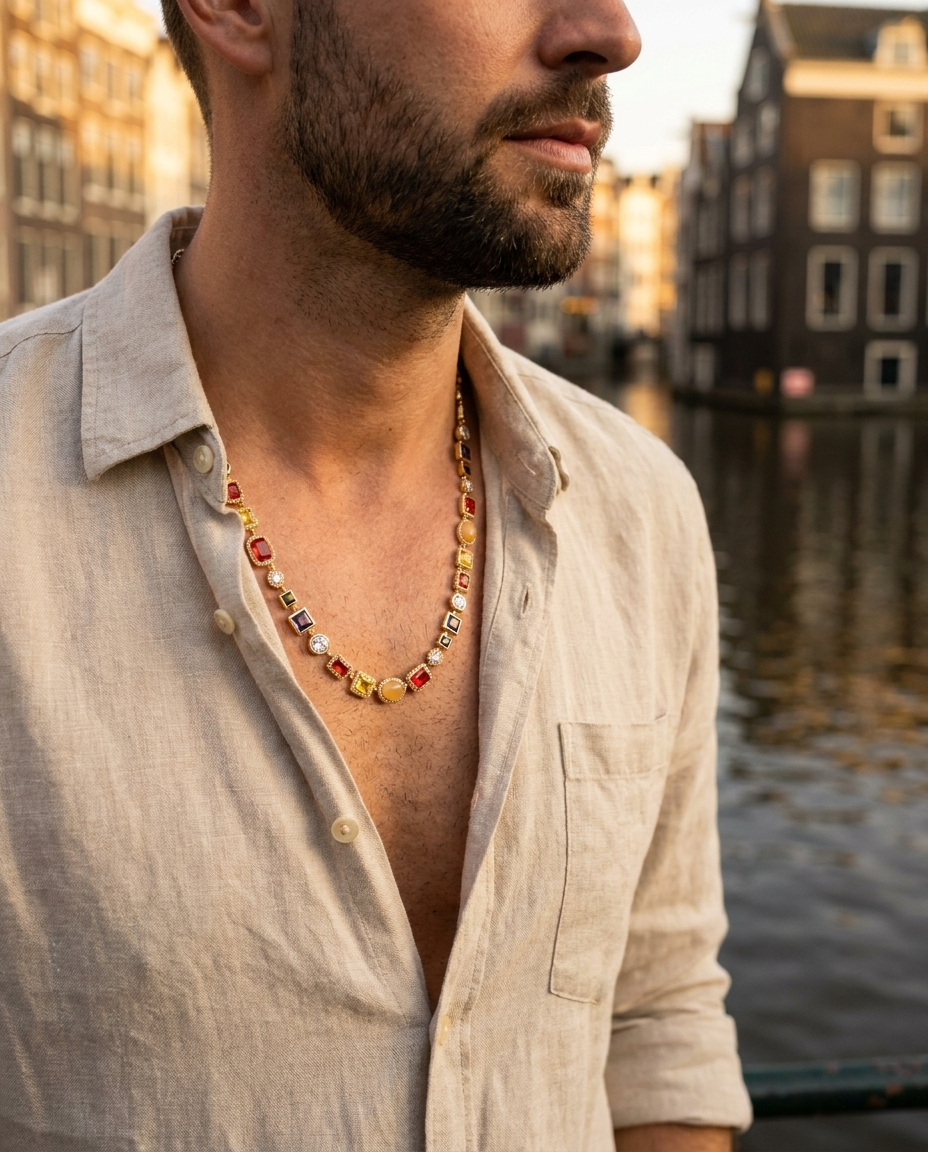 Gemstone Necklace Gold - lifestyle
