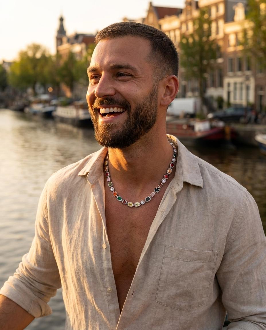 Royal Gemstone Necklace Silver - lifestyle