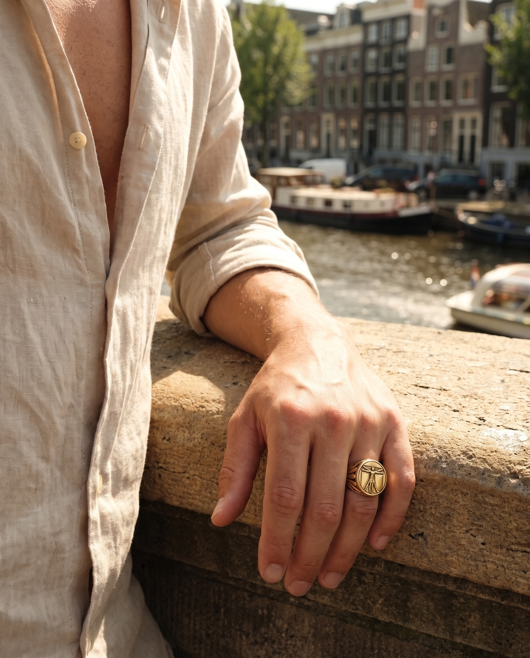 Vitruvian Ring (Gold) - Lifestyle