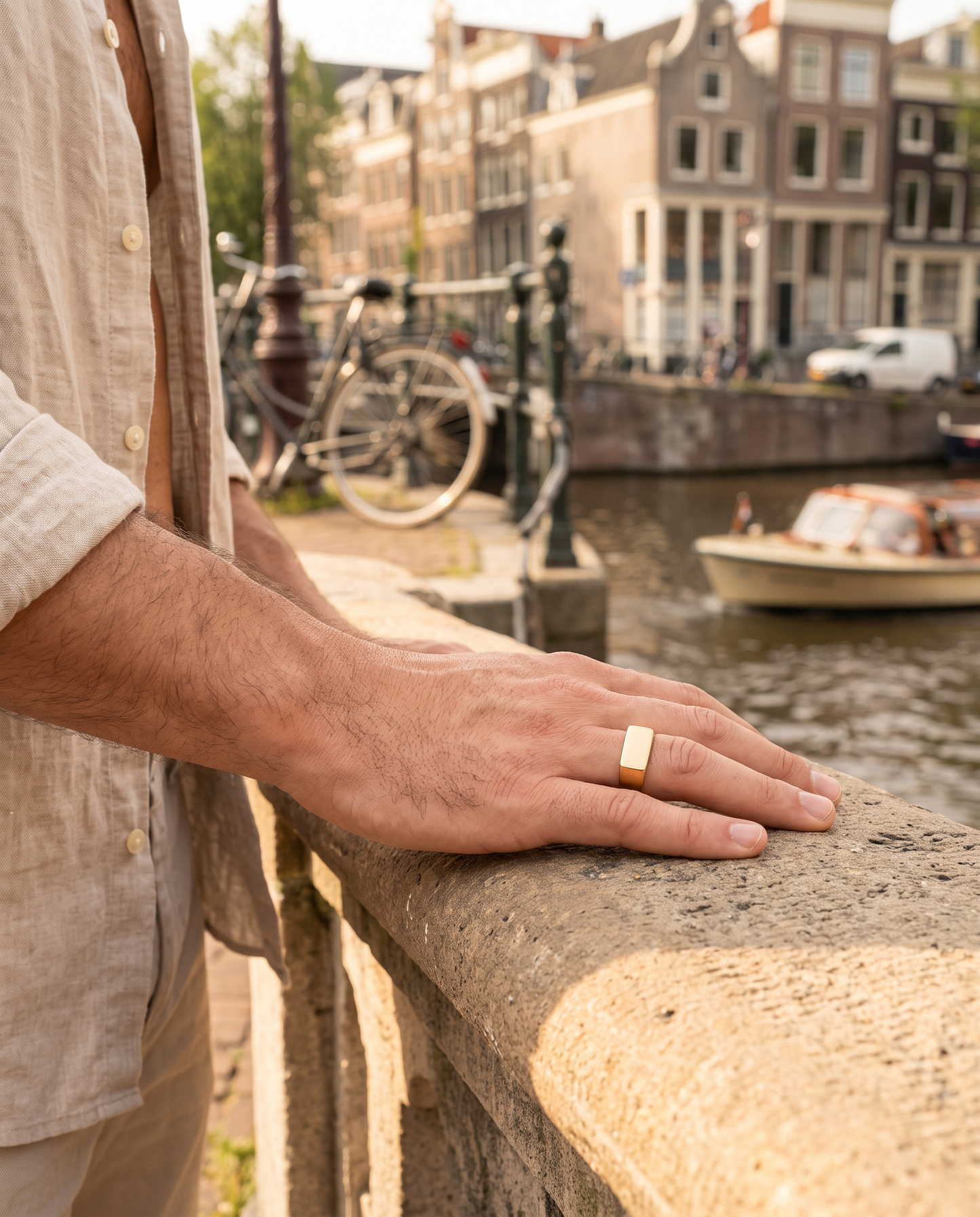 Rectangle Signet Ring (Gold) - Lifestyle