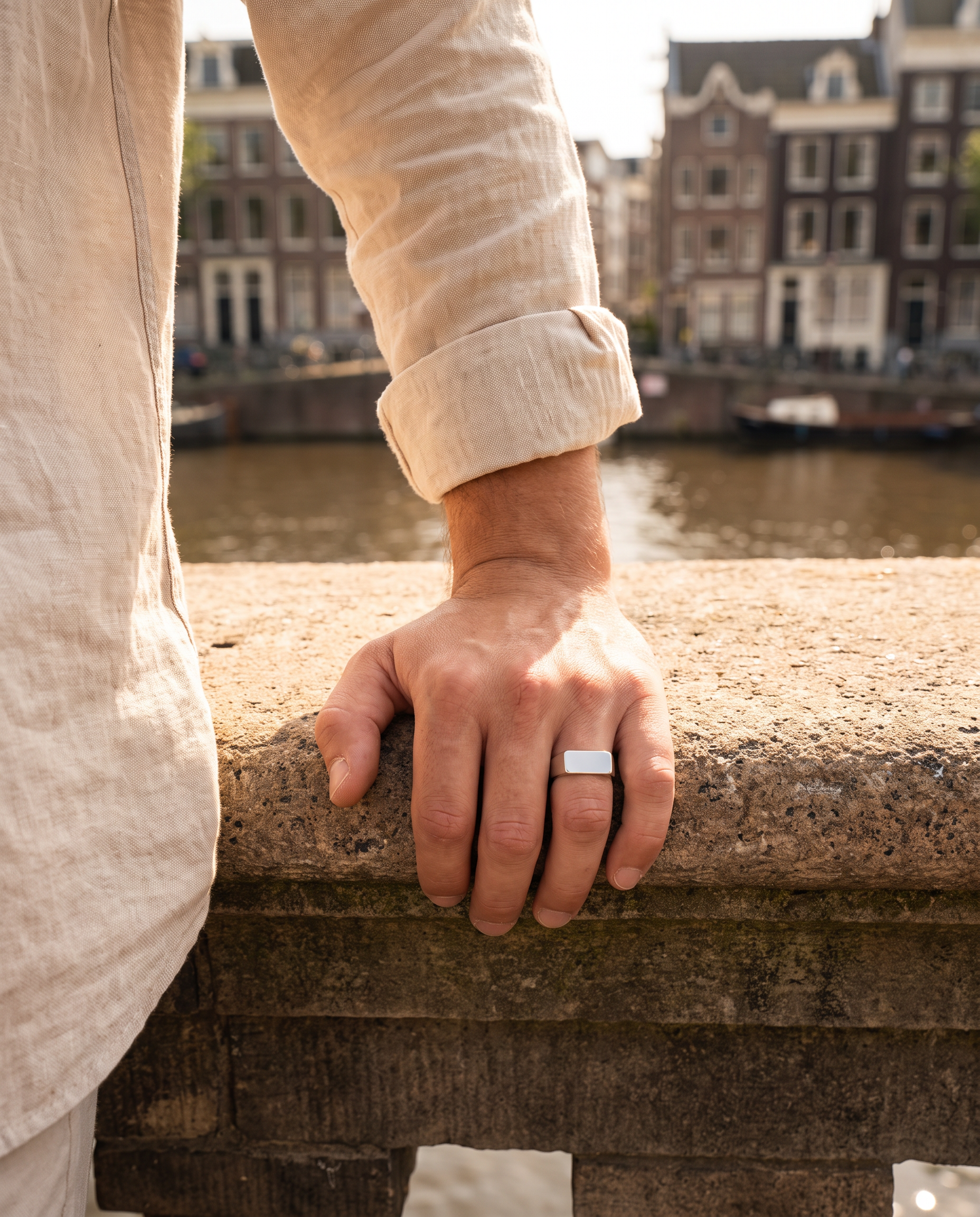 Rectangle Signet Ring (Silver) - Lifestyle