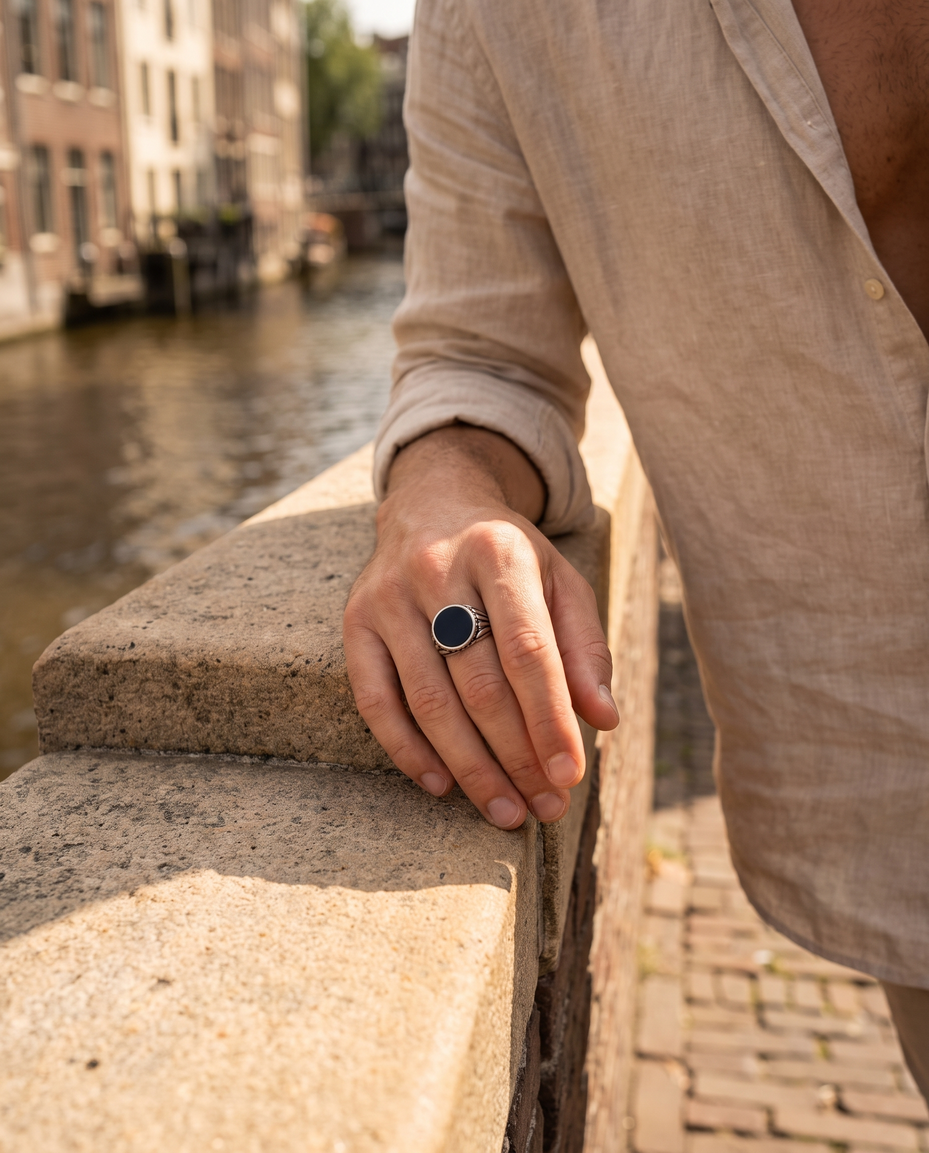 Onyx Stone Ring (Silver) - Lifestyle