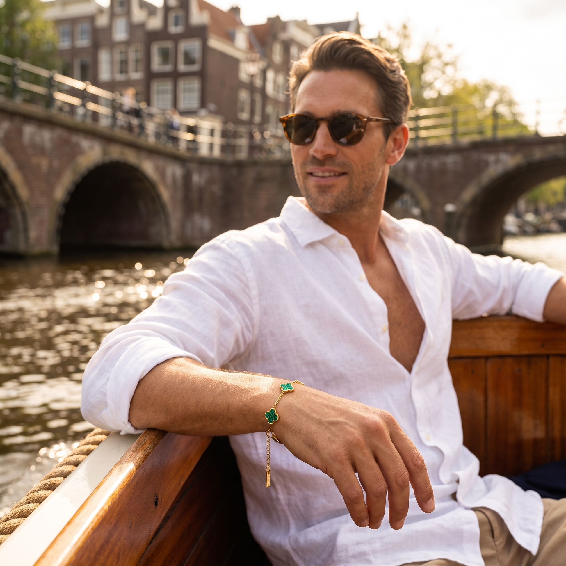 Fortuna Klaver Bracelet groen goud - lifestyle
